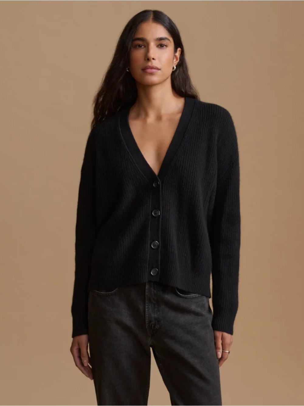 Jenni Kayne Cropped Cashmere Cocoon Cardigan Black Medium